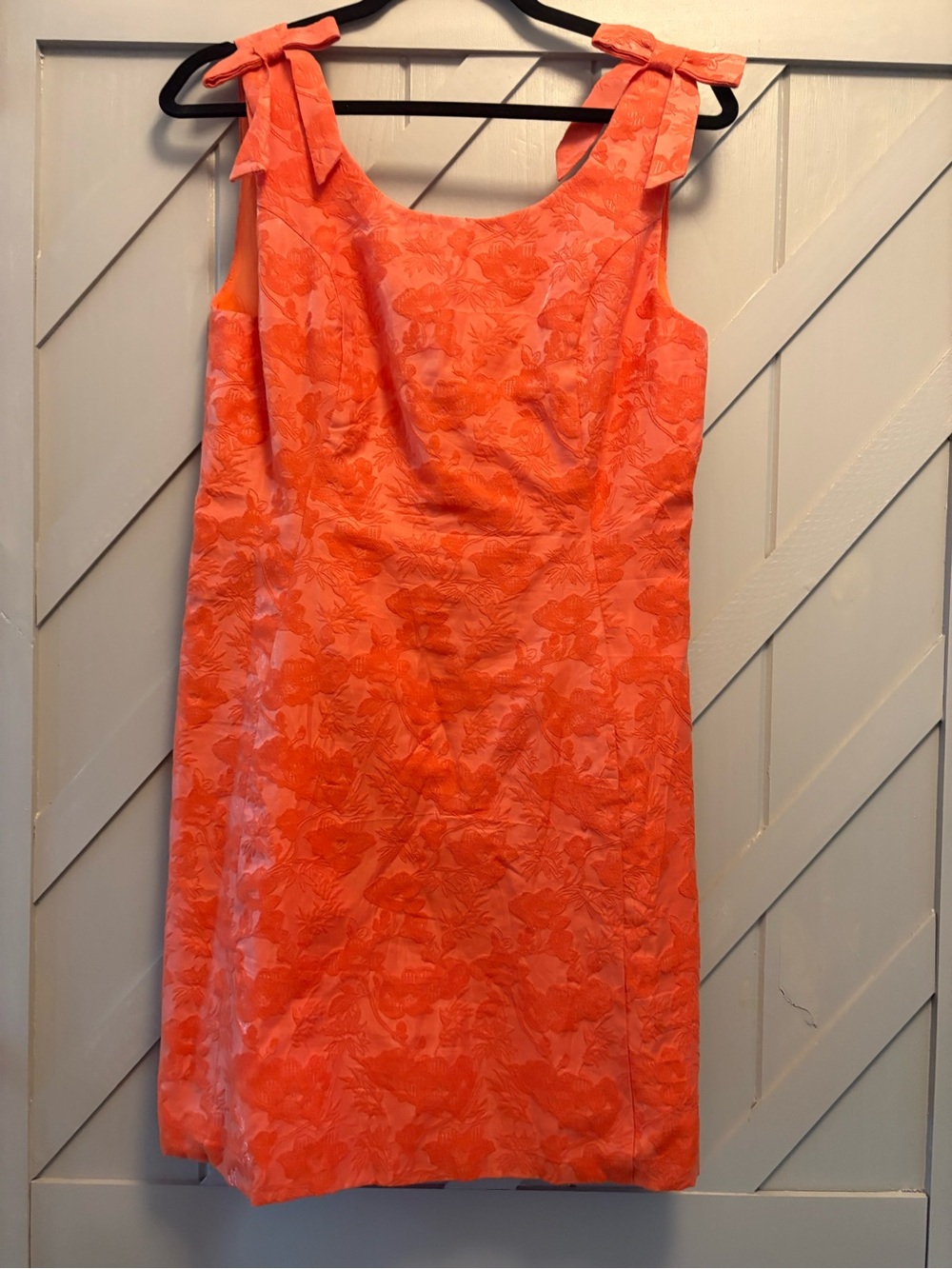 NWT Sister Jane Coral-Orange Floral Bow-Shoulder Mini Dress